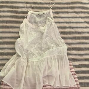 LOFT White Sheer Floral Top